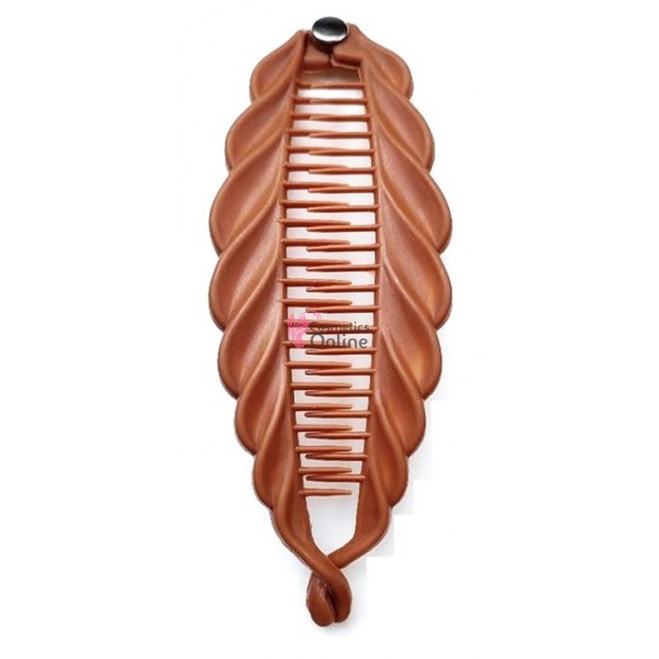 Accesoriu tip banana pentru prins parul din plastic PZS007LL - Maro Deschis
